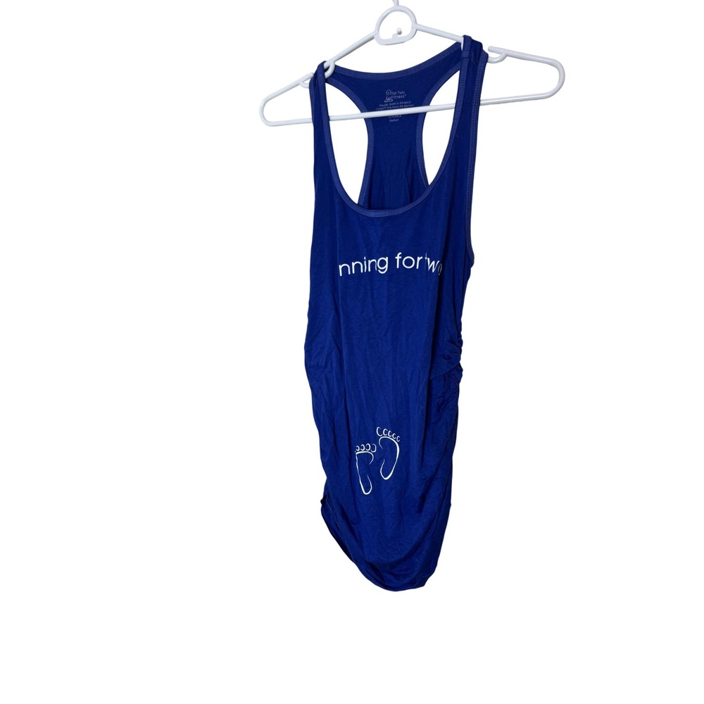 For Two Fitness Tank Top Womens Medium Blue‎ Running For Two Maternity Racerback